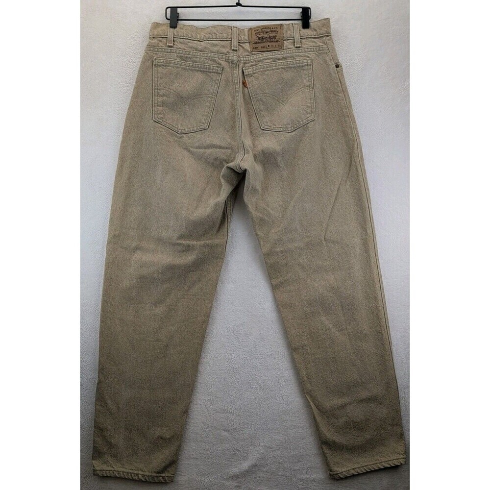 VTG 90s Levi's 550 Made in USA Orange Tab Relaxed Sandstone Tan Jeans 36x30 - Picture 10 of 14